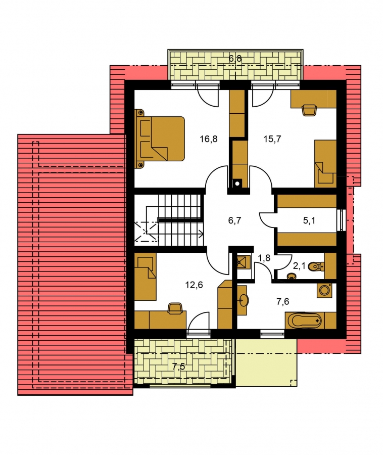 STYL 2 - Moderna casa unifamiliar con garaje y terraza residencial en la  planta de arriba.