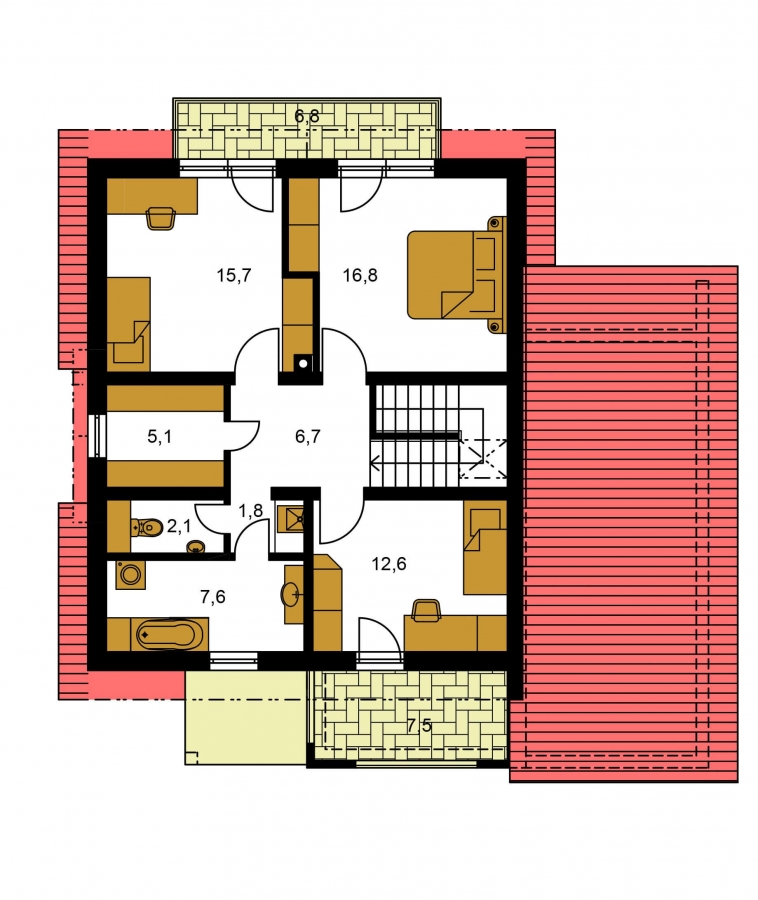 STYL 2 - Moderna casa unifamiliar con garaje y terraza residencial en la  planta de arriba.