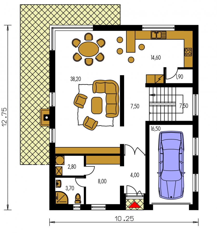 TREND 285 - Casa de varias plantas con garaje y tejado a dos aguas.